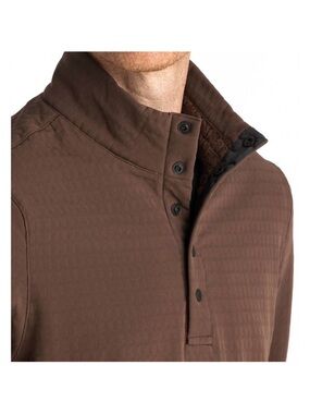 NEW FREE FLY gridback fleece snap pullover sweatshirt in mustang sz L